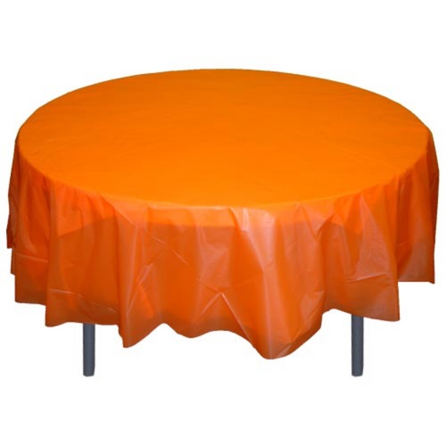 Round Orange Plastic Table Cover