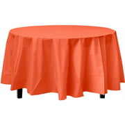 Premium Round Orange Plastic Table Cover