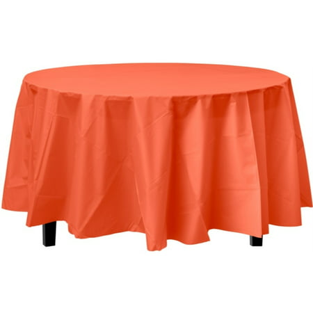 Premium Round Orange Plastic Table Cover