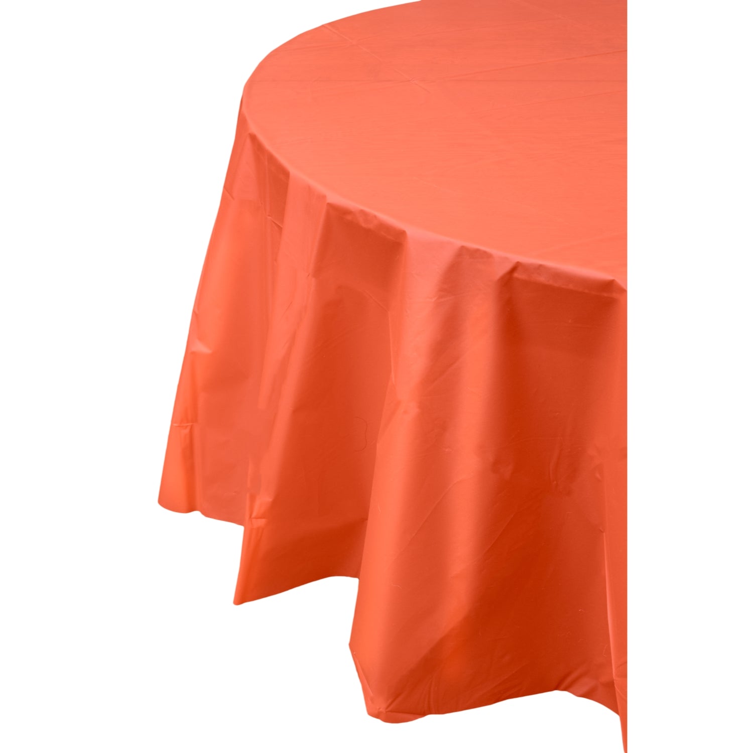Premium Round Orange Plastic Table Cover