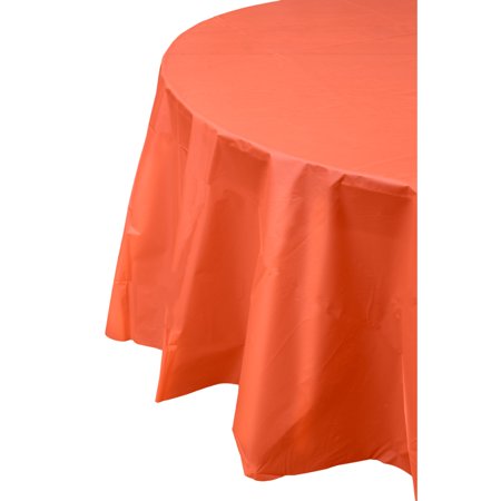 Premium Round Orange Plastic Table Cover