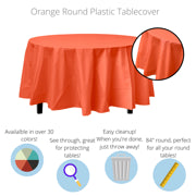 Premium Round Orange Plastic Table Cover