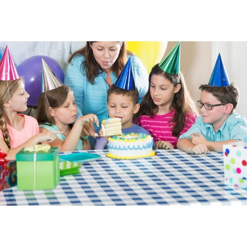 54 In. x 300 Ft. Cut to Size Plastic Table Cover | Blue Gingham