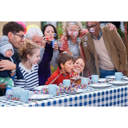 54 In. x 300 Ft. Cut to Size Plastic Table Cover | Blue Gingham