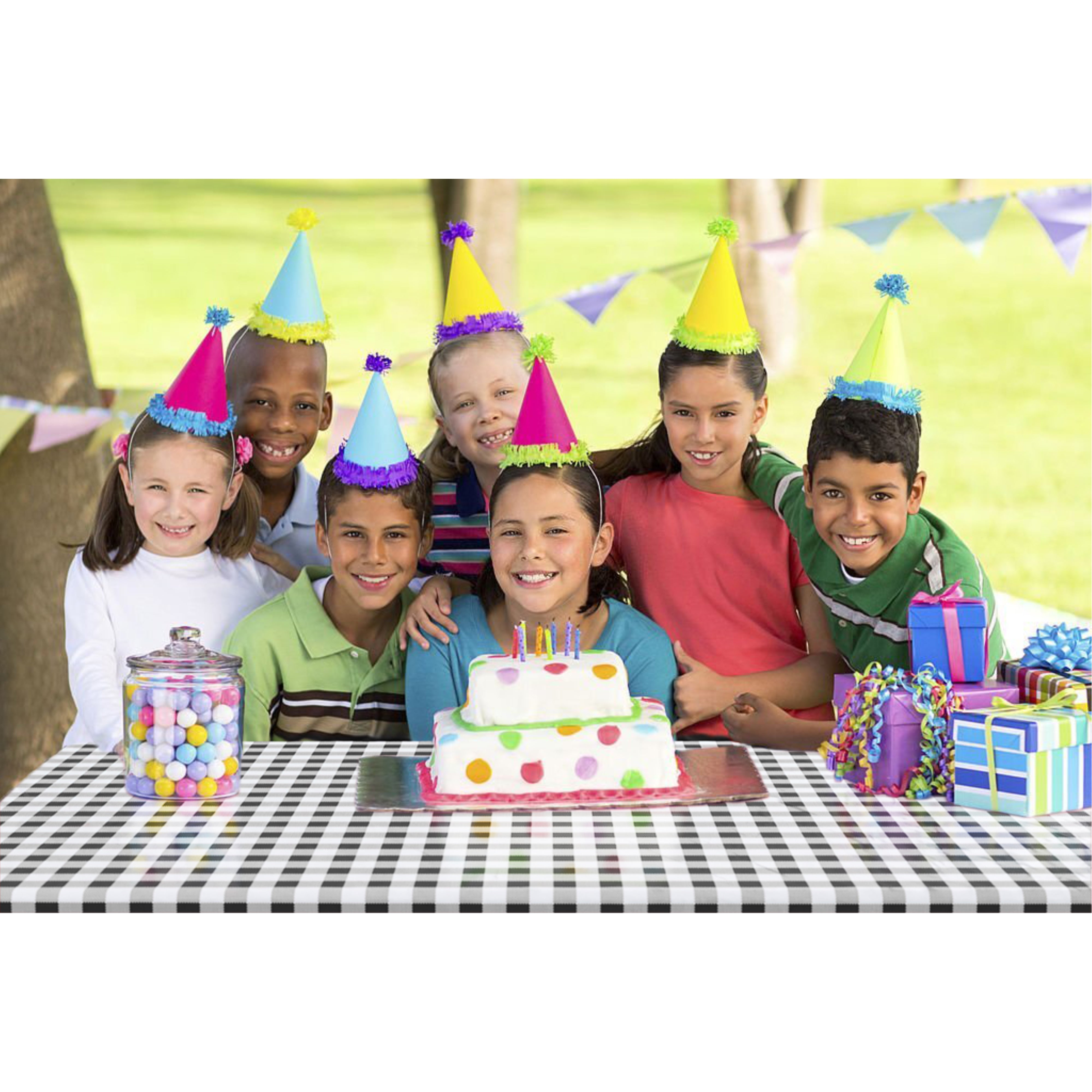 54 In. x 300 Ft. Cut to Size Plastic Table Cover | Black Gingham