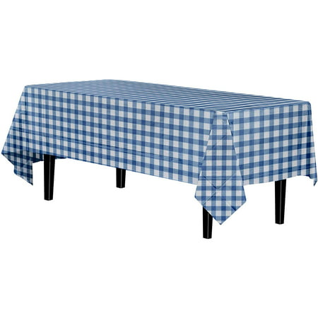 Blue Gingham Plastic Table Cover
