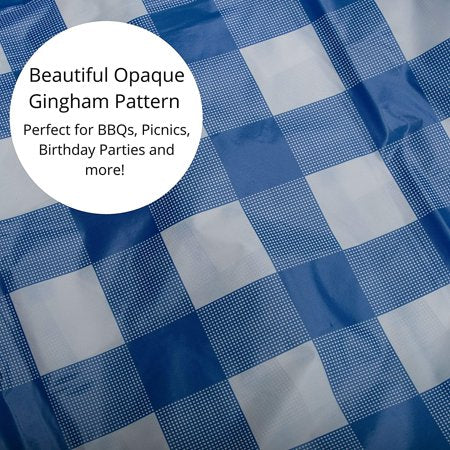 Blue Gingham Plastic Table Cover