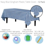 Blue Gingham Plastic Table Cover