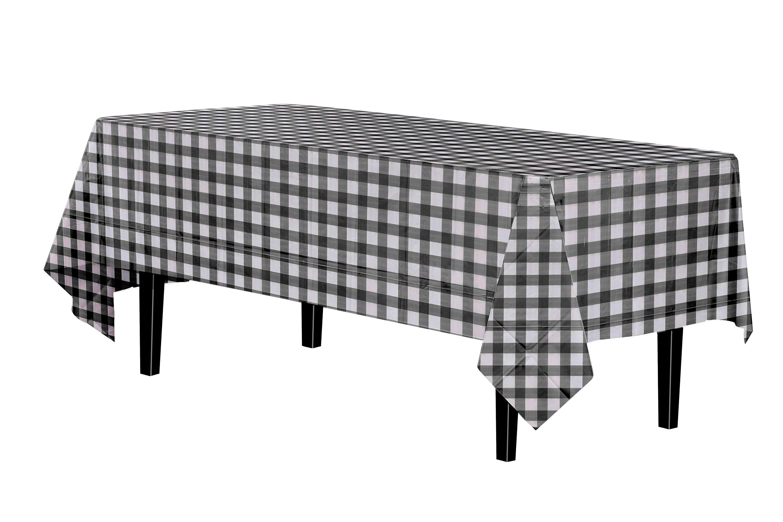 Black Gingham Plastic Table Cover