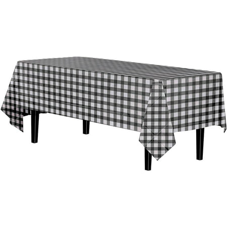 Black Gingham Plastic Table Cover