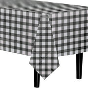 Black Gingham Plastic Table Cover