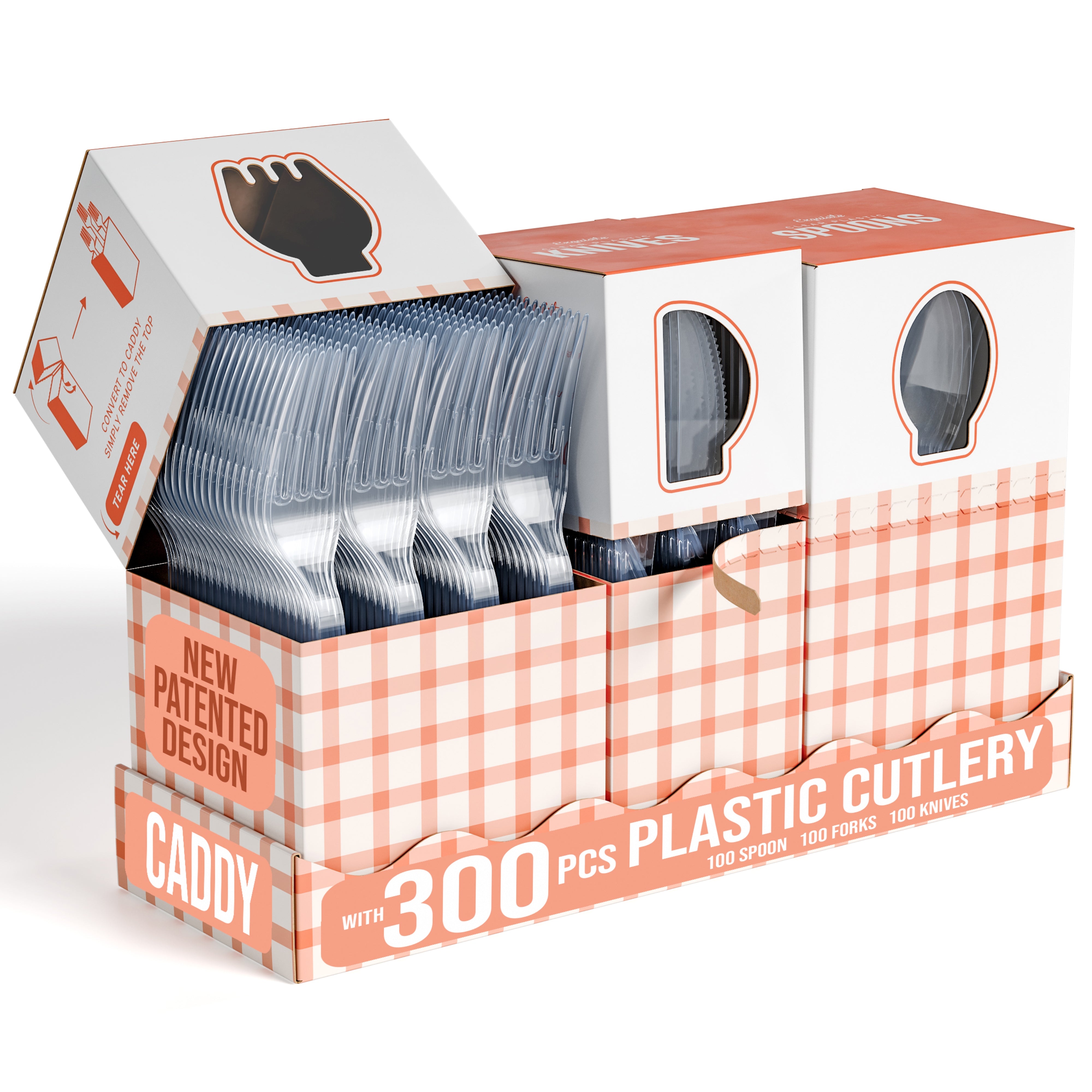 Clear Cutlery Caddy Combo - Gingham