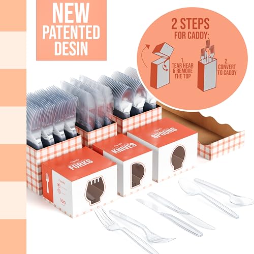 Clear Cutlery Caddy Combo - Gingham