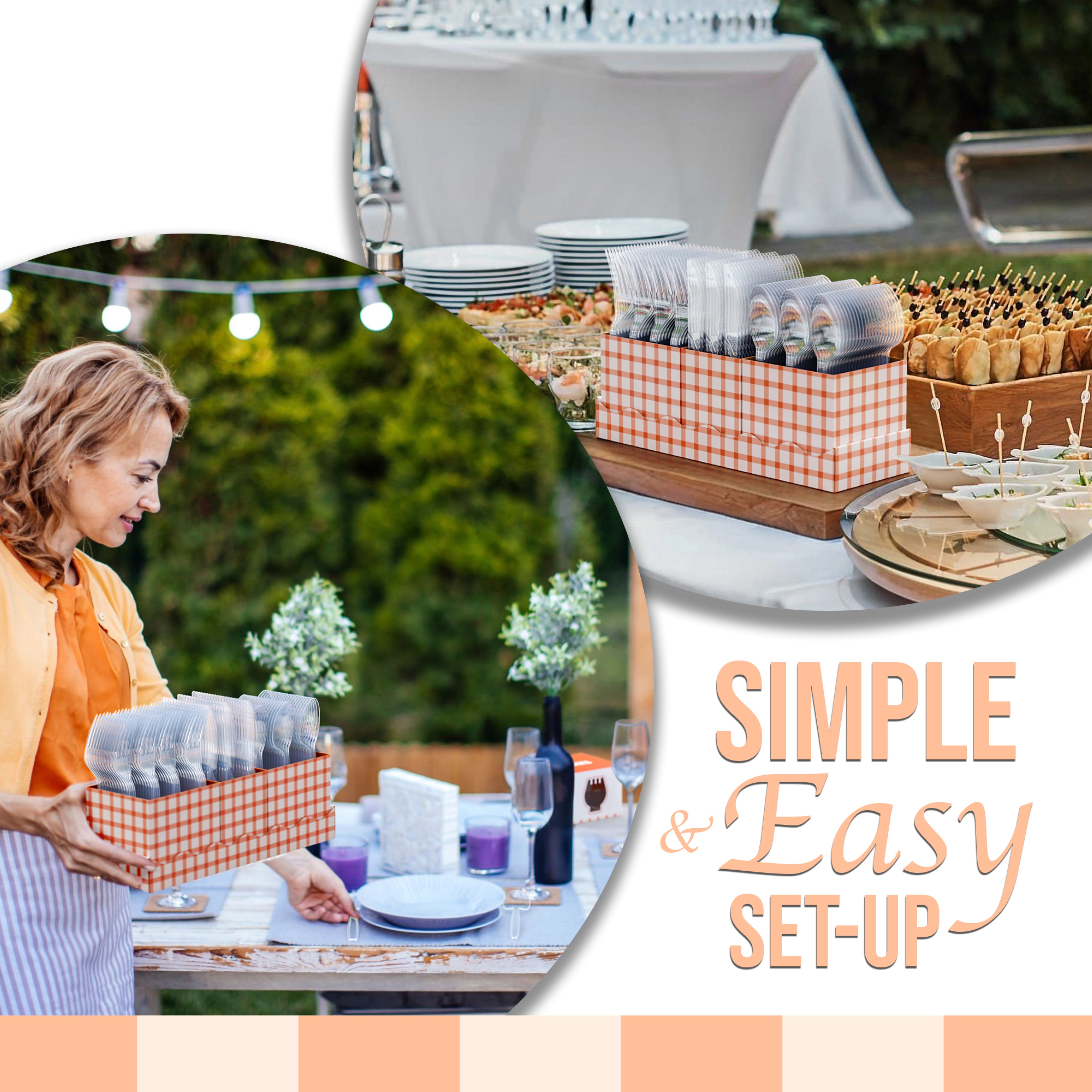Clear Cutlery Caddy Combo - Gingham