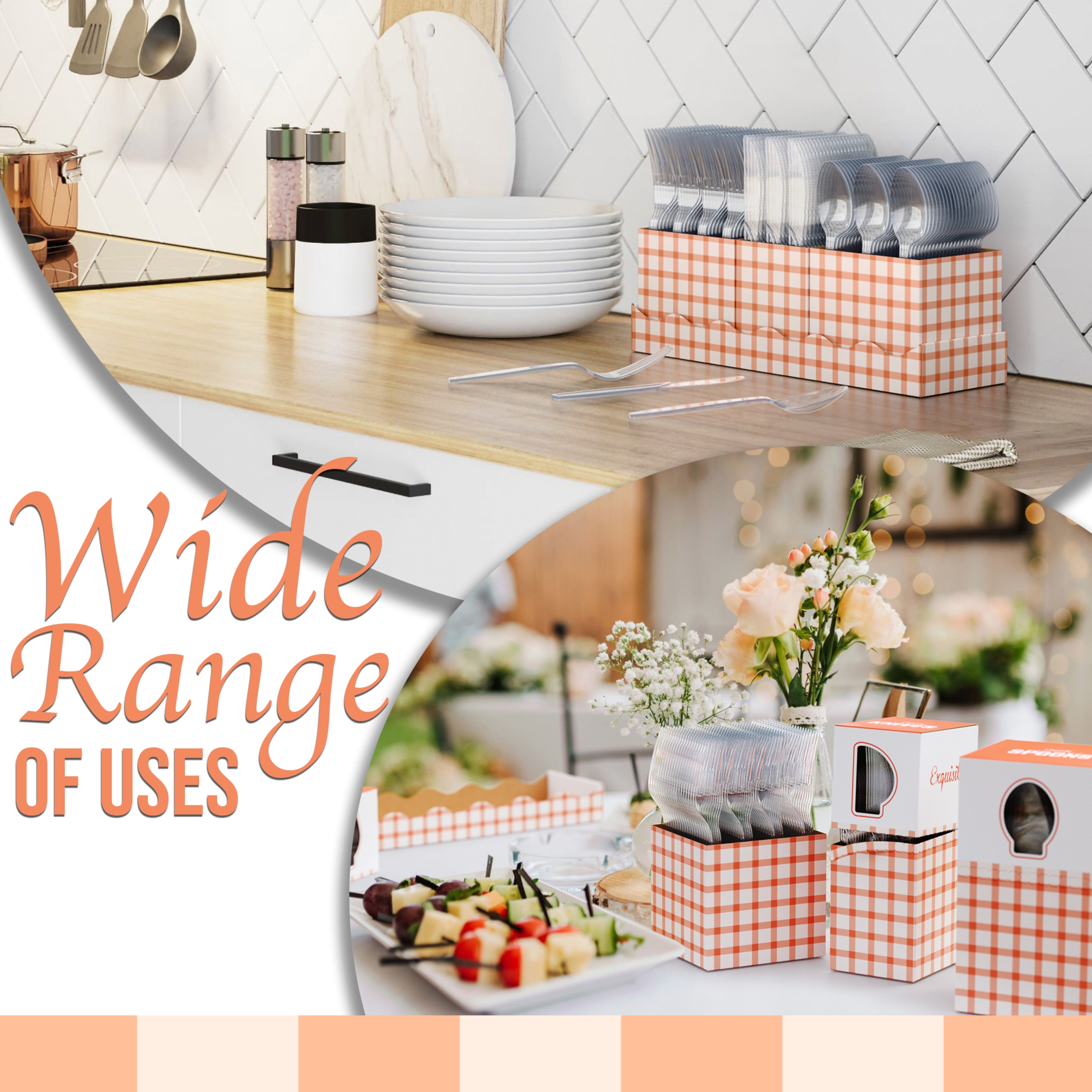 Clear Cutlery Caddy Combo - Gingham