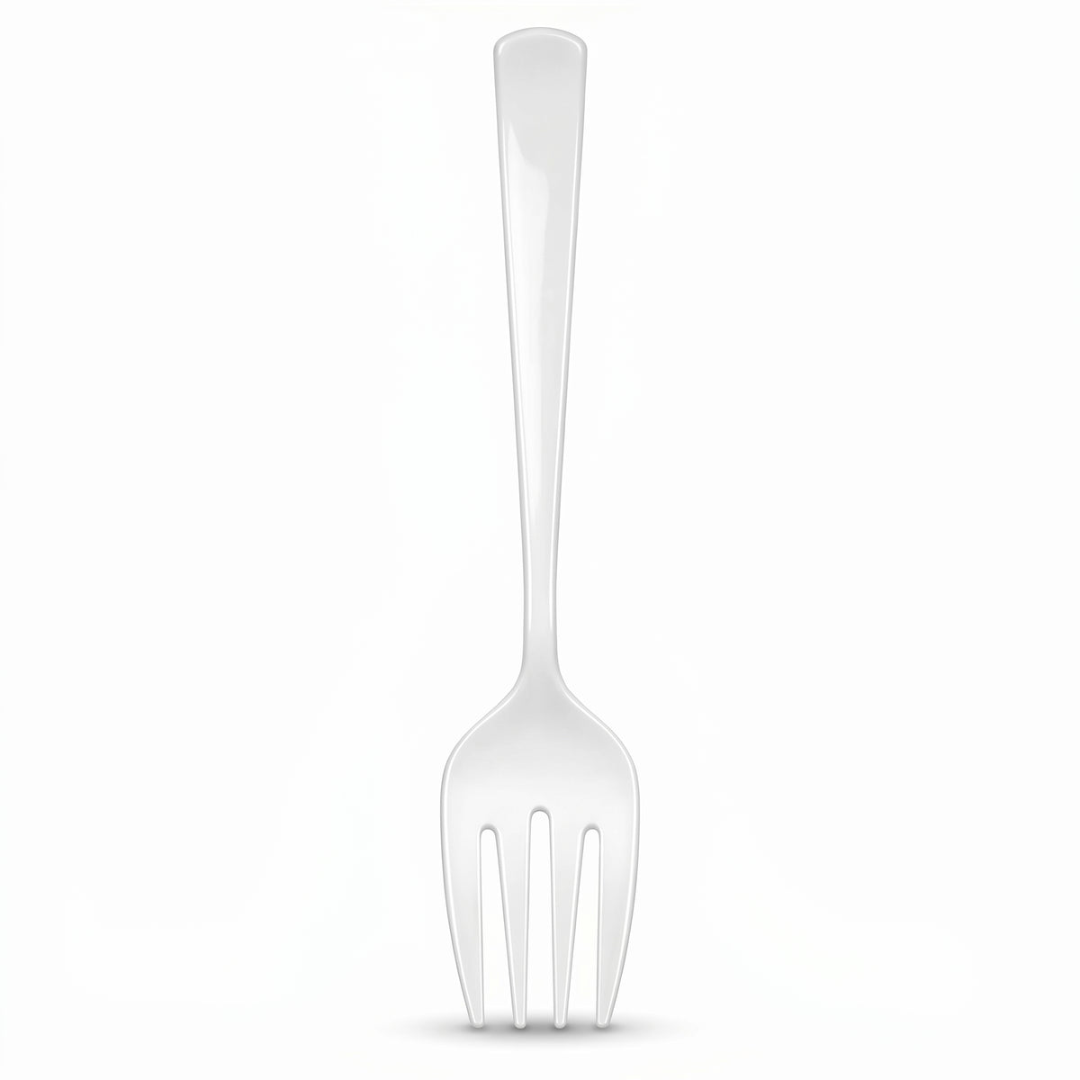 White Plastic Serving Forks 9.75 in. - Heavyweight Disposable Forks with Elegant Glossy Finish, Durable White Plastic Cutlery for Catering, Parties, Weddings