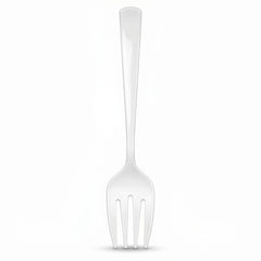 White Plastic Serving Forks 9.75 in. - Heavyweight Disposable Forks with Elegant Glossy Finish, Durable White Plastic Cutlery for Catering, Parties, Weddings