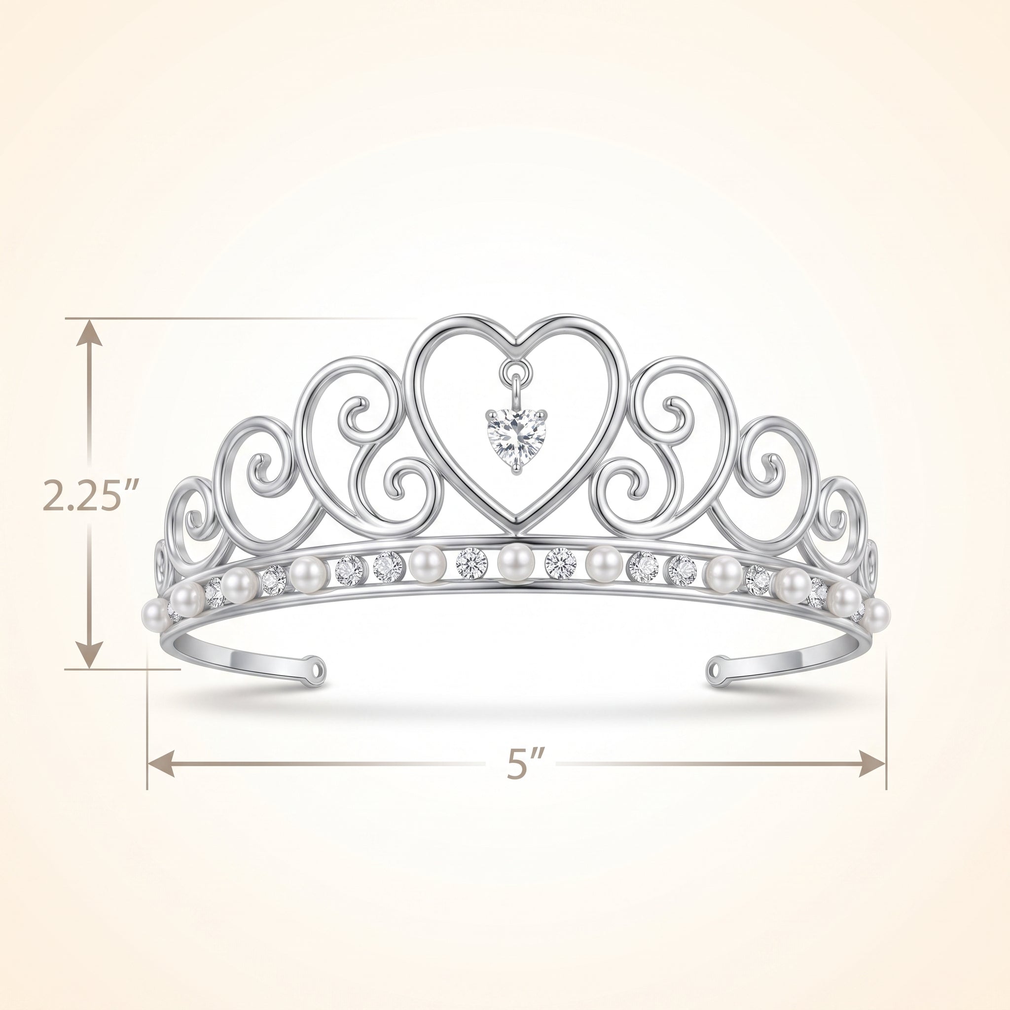 Elegant Bridal Heart Tiara with Gemstone Accents