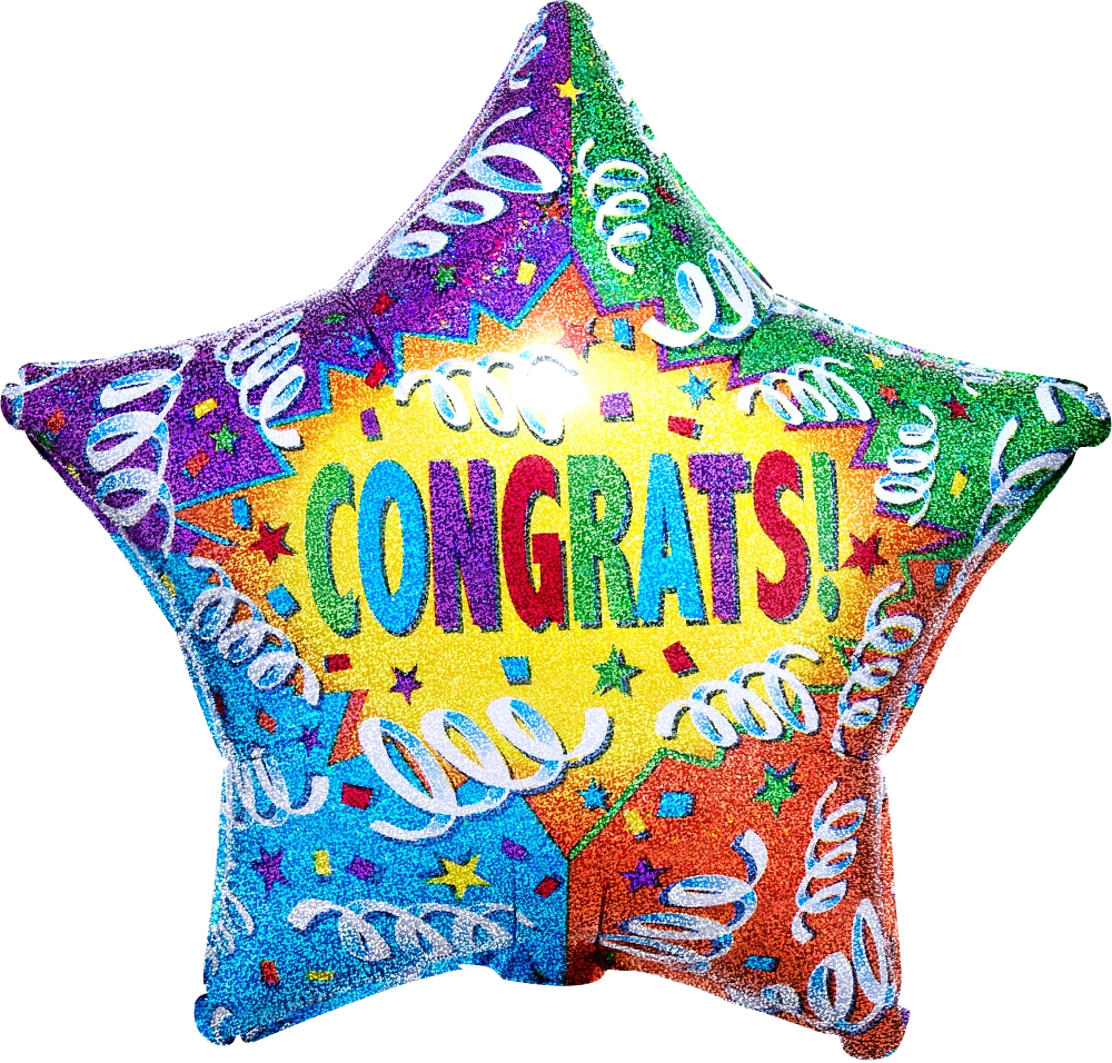 18" Holographic Congratulations Streamer Mylar Balloon