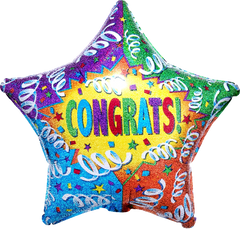 18" Holographic Congratulations Streamer Mylar Balloon