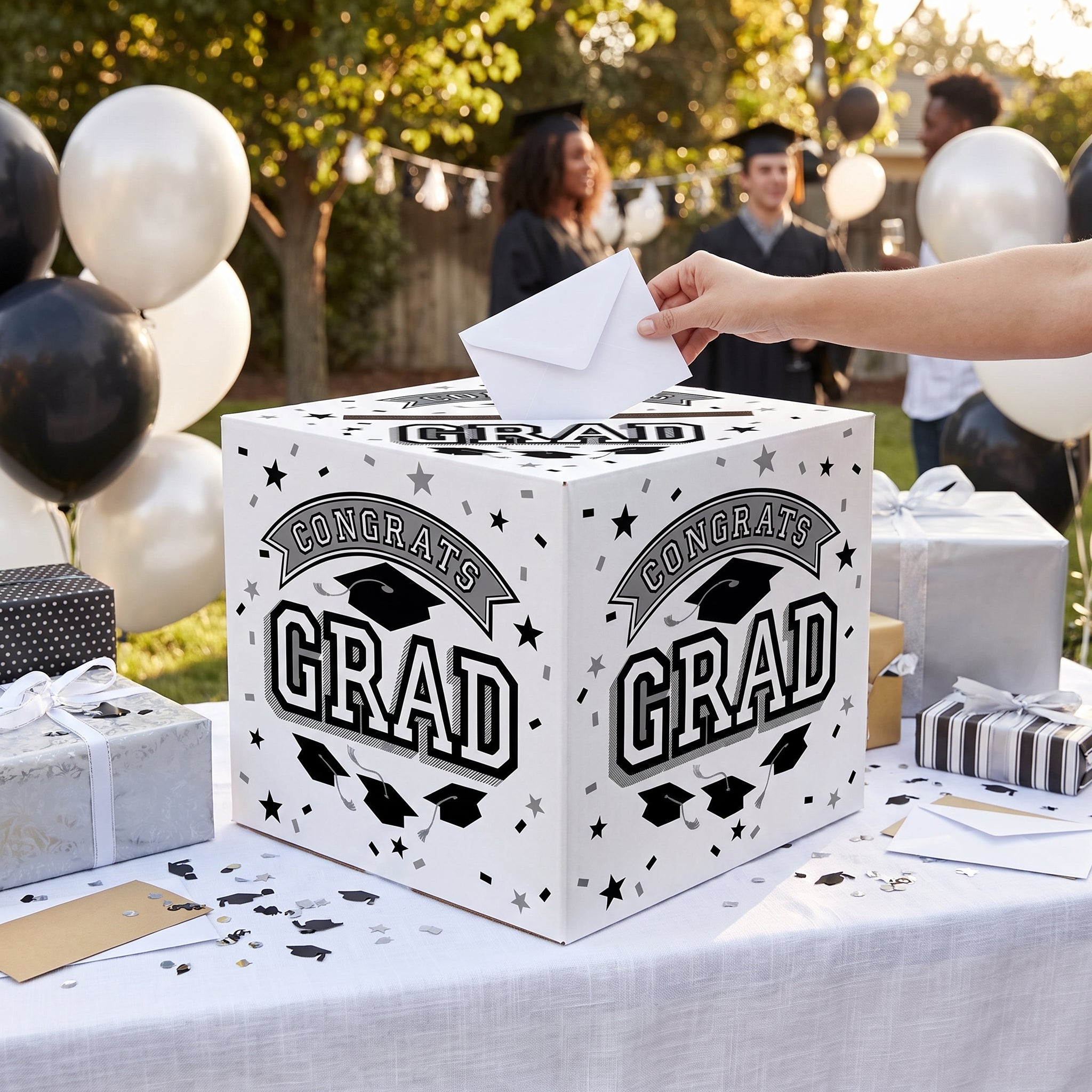 Graduation Card Holder Box - White, 12 Inches
