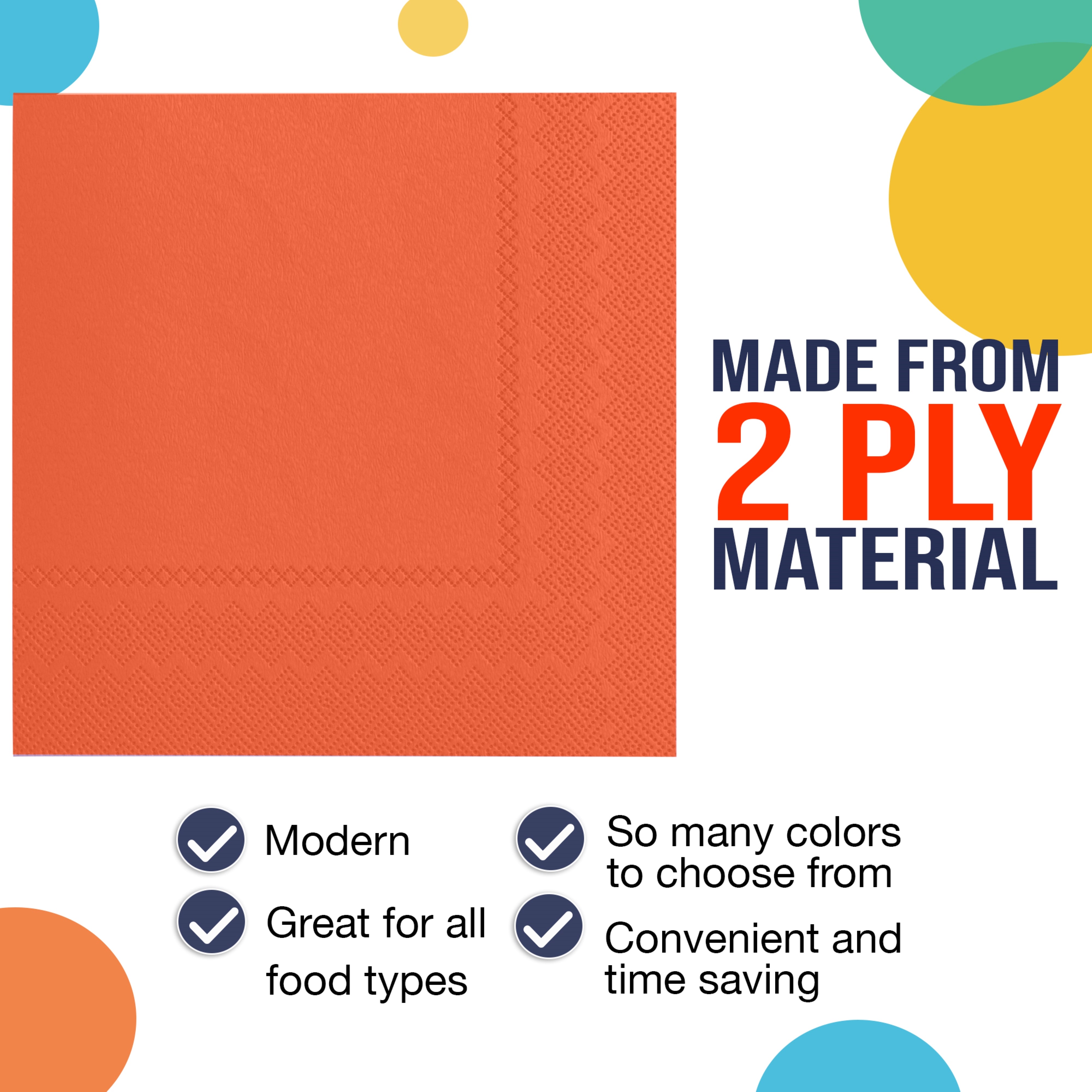 Orange Beverage Napkins | 50 Count