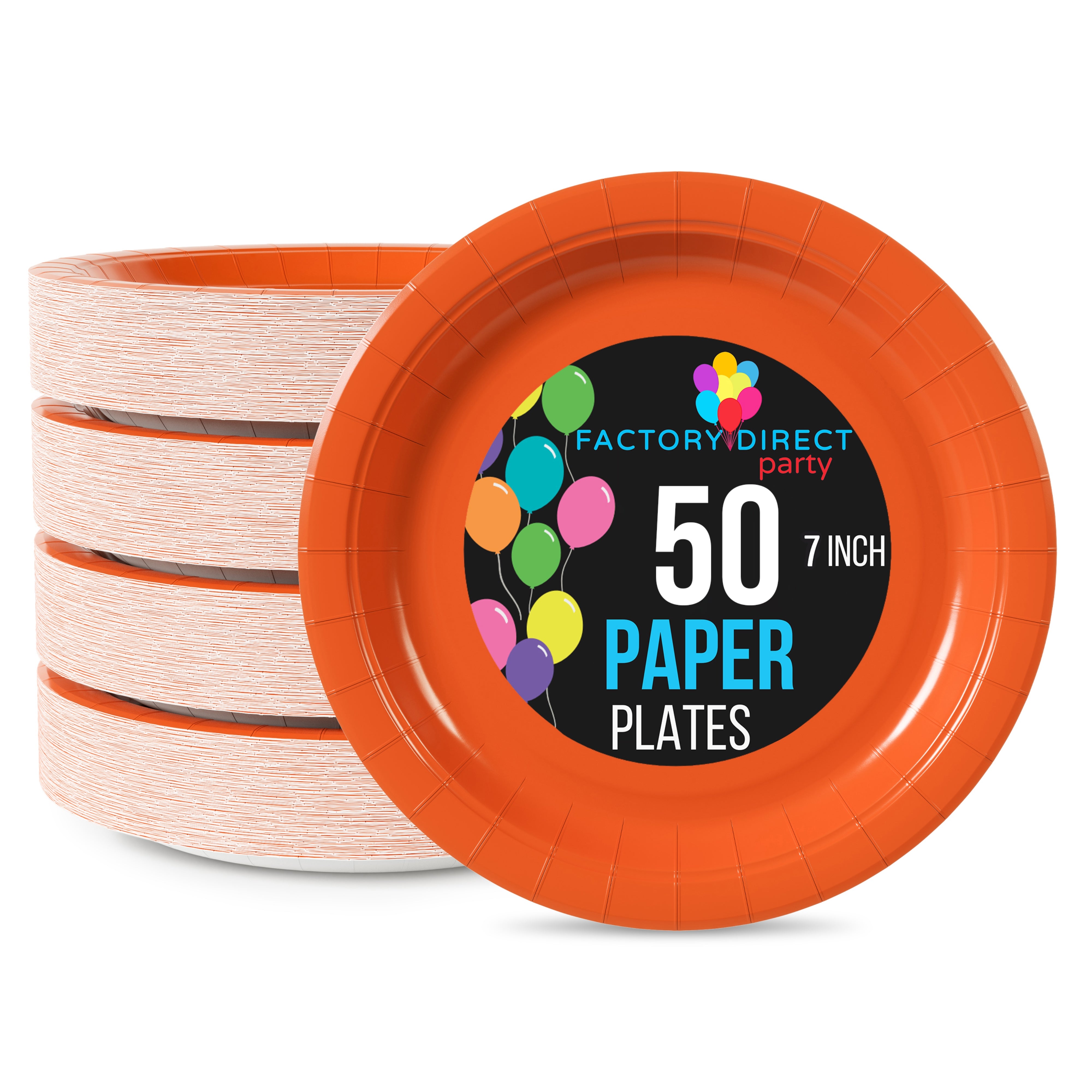 7 In. Orange Paper Plates - 50 Ct.