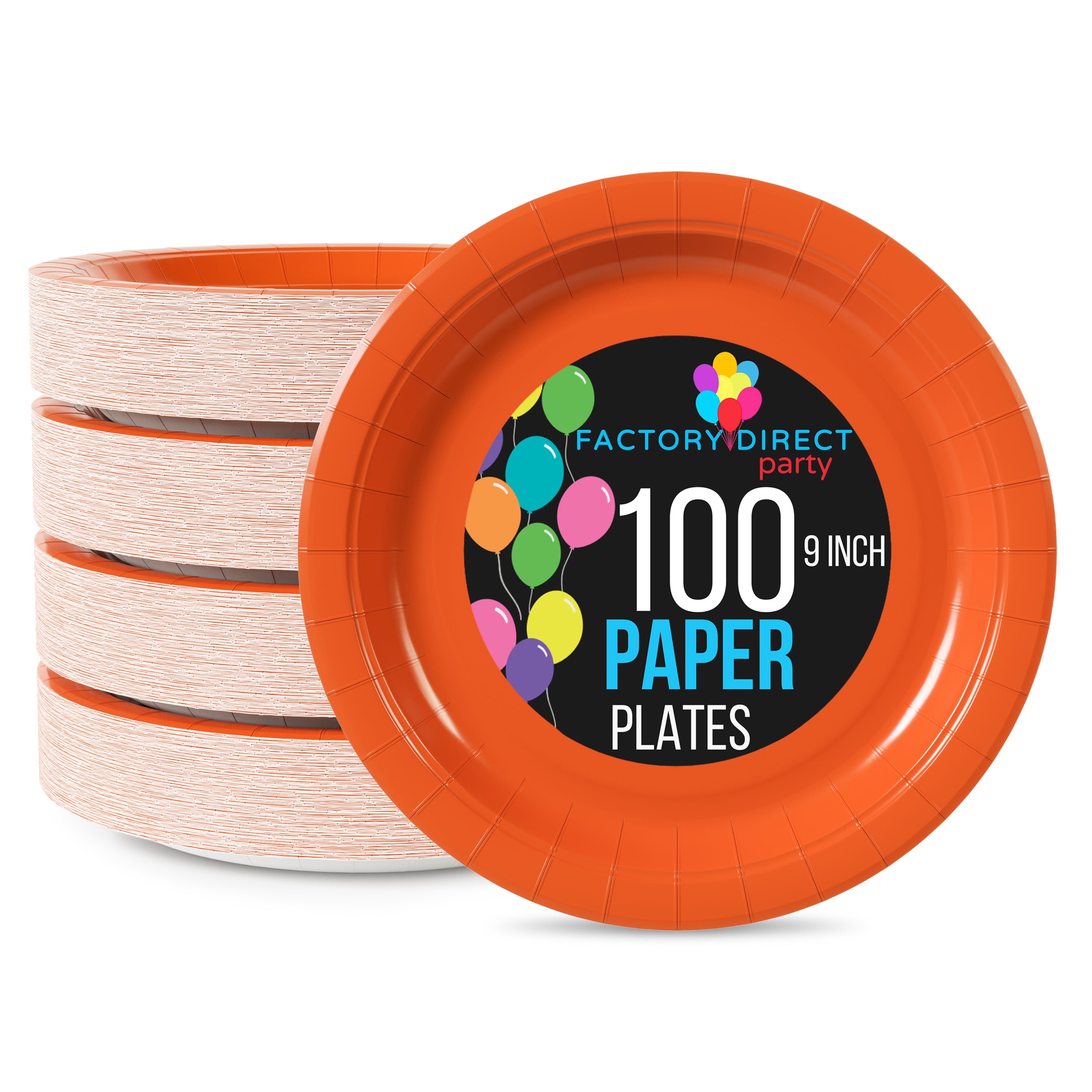 9 In. Orange Paper Plates | 100 Count