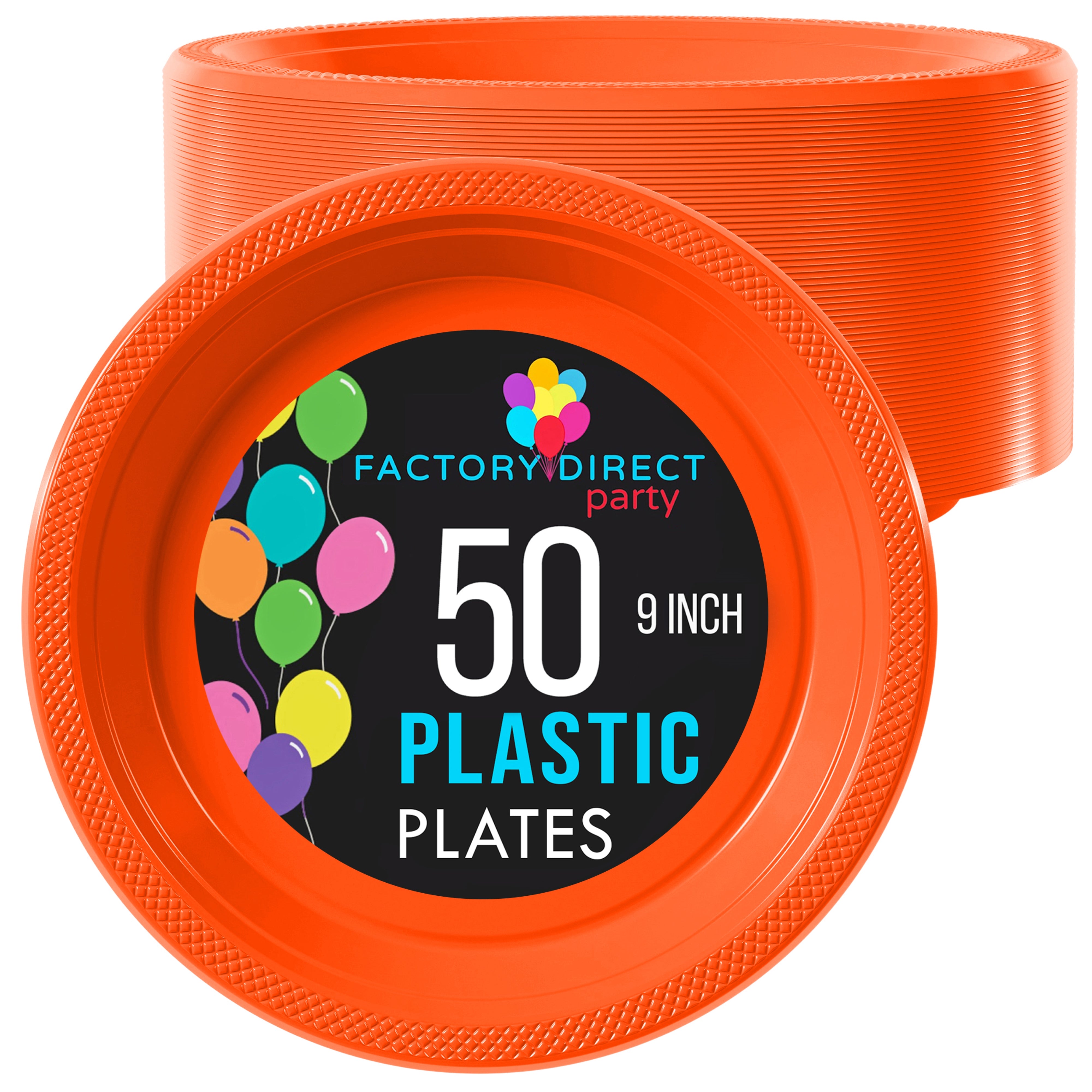 9 In. Orange Plastic Plates | 50 Count