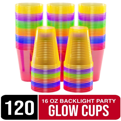 16 Oz. Neon Assorted Color Plastic Cups | 120 Count