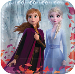 Disney Frozen 2 Anna & Elsa Square Lunch Plates, 9-Inch, 8-Pack