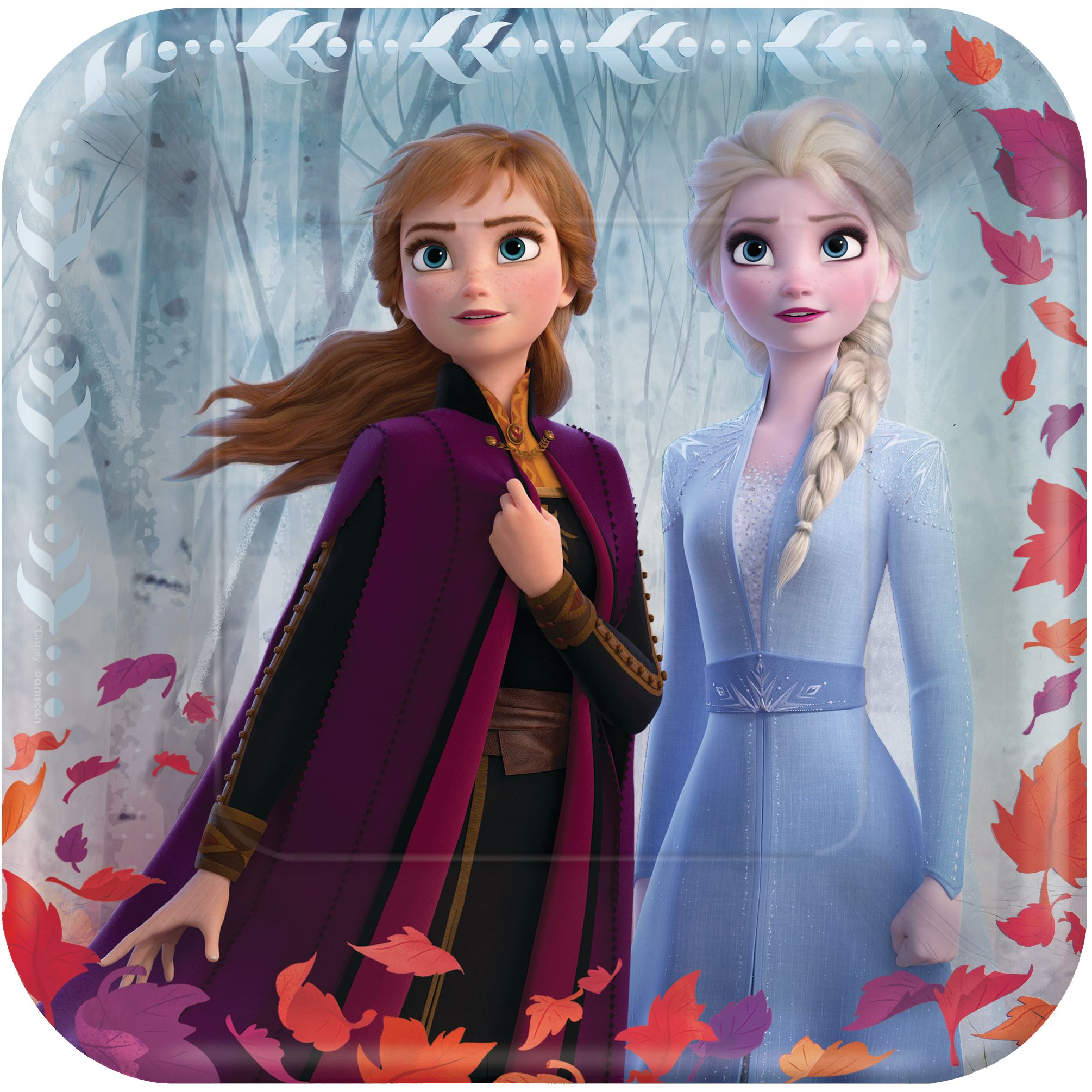 Disney Frozen 2 Anna & Elsa Square Lunch Plates, 9-Inch, 8-Pack