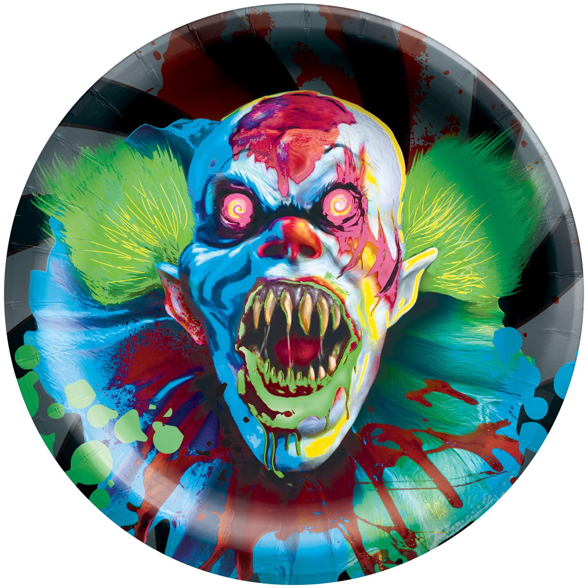 Blacklight Carnival Clown Dessert Plates, 6.75-Inch, Halloween Party Pack