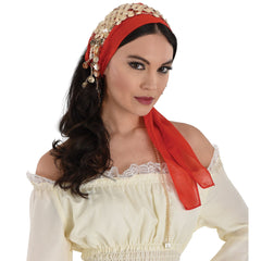 Halloween Red & Gold Coin Sash Costume Accessory