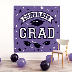 Purple Graduation Scene Setter - "Congrats Grad!" 2-Piece Wall Decoration
