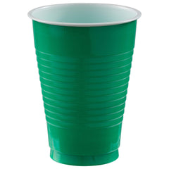 Festive Green 12oz Plastic Cups - 50 Pack