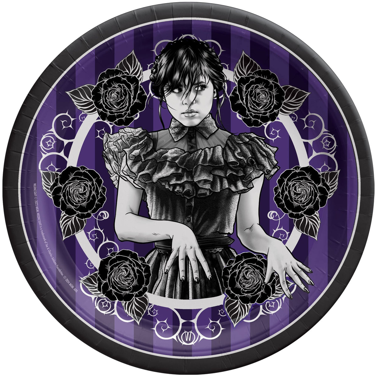 Wednesday Addams 9" Round Paper Plates - 8 Pack