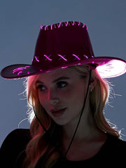 Pink Light-Up Cowboy Hat for Halloween