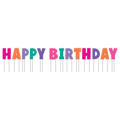 Giant "Happy Birthday" Multi-Coloured Lawn Sign with Stakes