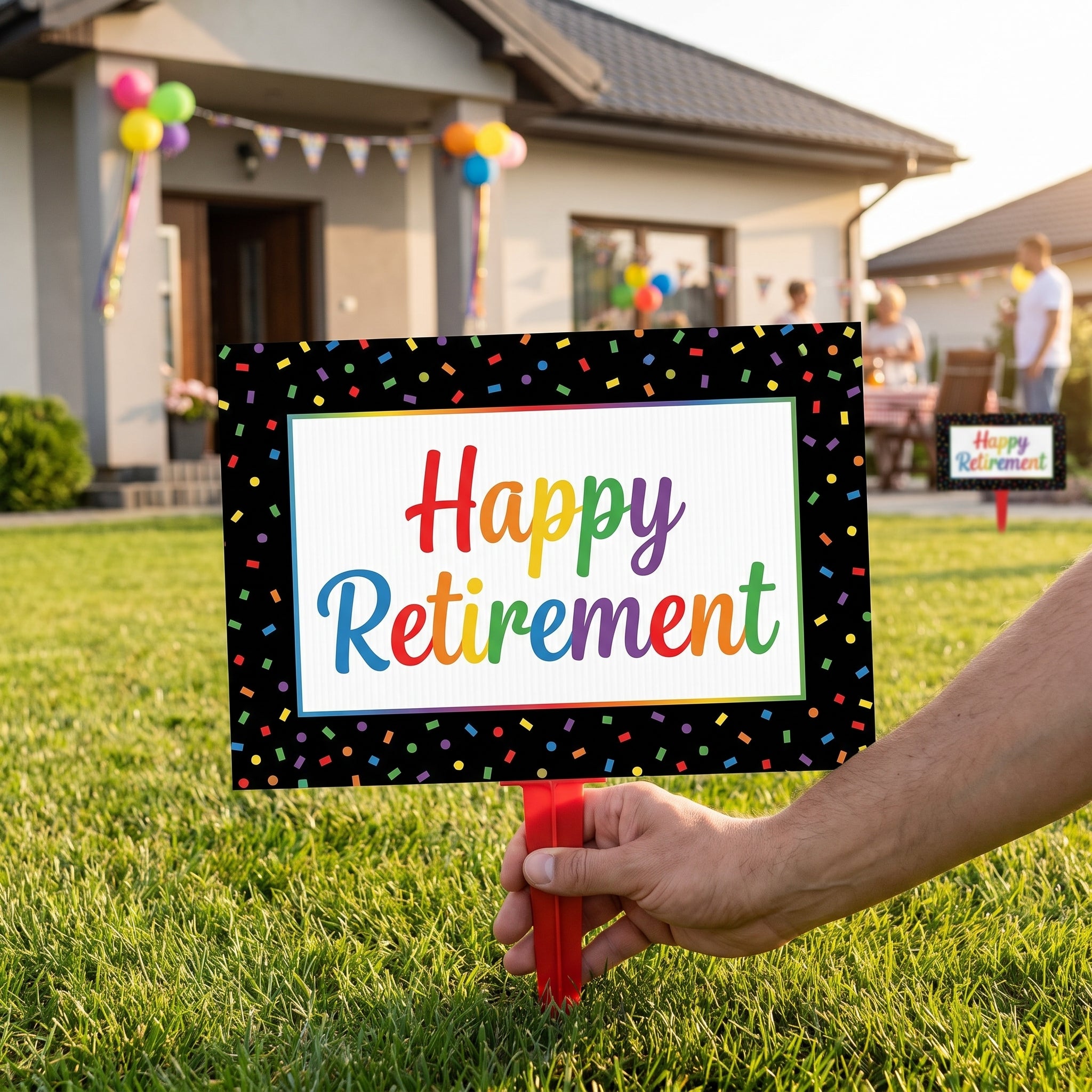 Colorful "Happy Retirement" Yard Sign with Sturdy Stake