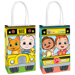 CoComelon School Bus Kraft Gift Bags, 8-Pack for Kids' Birthdays