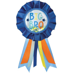 "Big Bro" Award Ribbon Confetti Shaker - Blue Wearable Accessory for Baby Shower