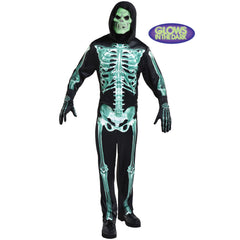 Adult Glow-in-the-Dark Skeleton Costume with Mask & Gloves - Halloween Essential