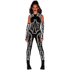 Women's Cyberpunk Reflective Catsuit - Futuristic Halloween Costume, S/M
