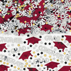 Embossed Maroon Graduation Cap & Stars Confetti, 2.5 oz