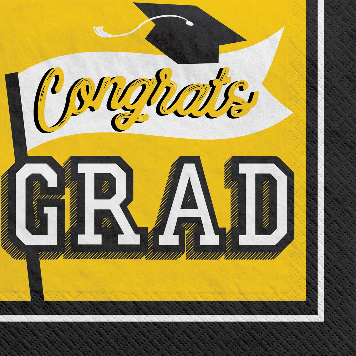 "Congrats Grad!" Yellow Graduation Lunch Napkins, 40-Pack