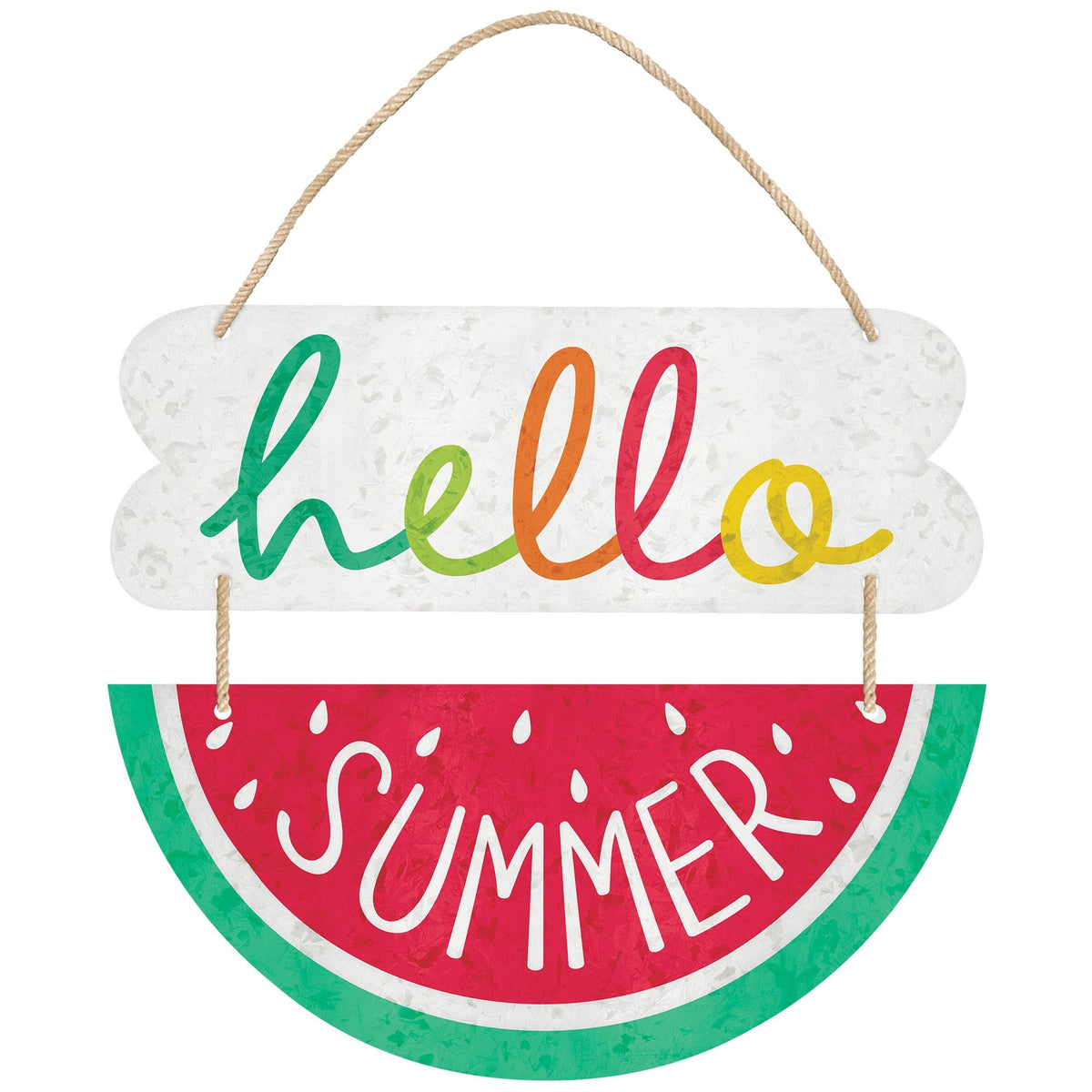 "Hello Summer" Watermelon Metal Hanging Sign