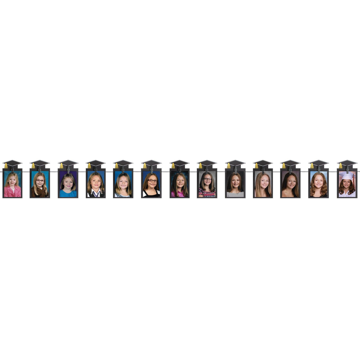 Graduation Photo Garland with Caps, 12-ft