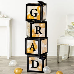 Graduation Balloon Box Kit with Latex Balloons - "GRAD" Display, 47-Inch