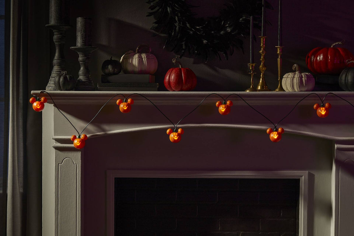 Disney Mickey Mouse LED Pumpkin Garland Lights - 8 Pack